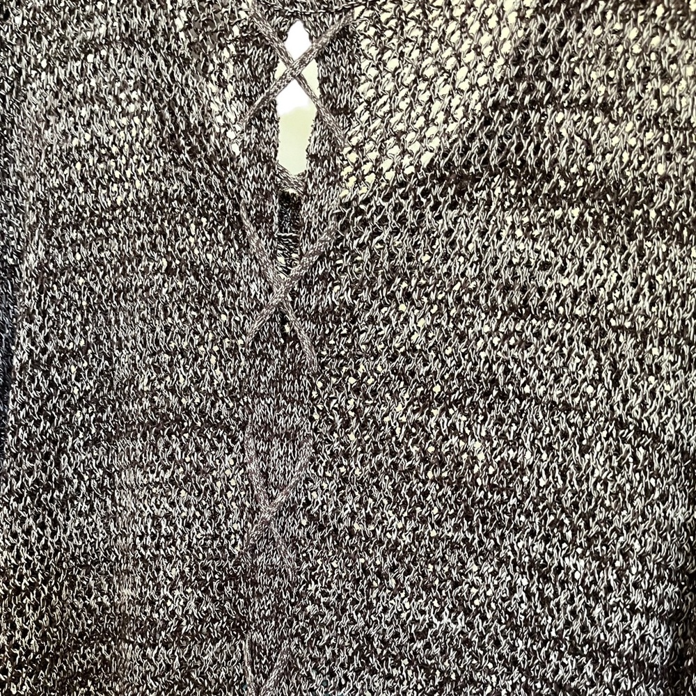 Chico’s Brown/Cream Color Open Knit Sweater Criss Cross Back Detail Size 16 EUC - Picture 4 of 6